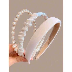 Three Piece Ladies White Headbands